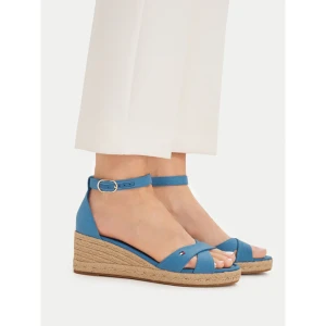 Espadryle Tommy Hilfiger Hemp Crossover Strap Wedge Espadrilles FW0FW09332 Niebieski