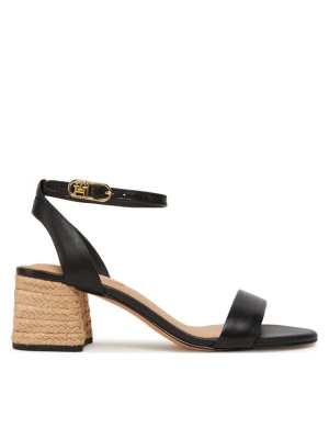 Espadryle Tommy Hilfiger Leather Ankle Strap Espad Sandal FW0FW08533 Czarny
