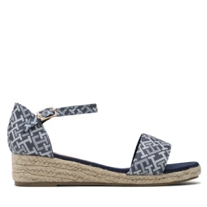 Espadryle Tommy Hilfiger Rope Wedge Sandal Denim T3A7-32776-0048 S Błękitny