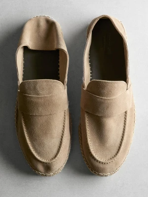 Espadryle Z Zamszowej Skóry Z Paskiem Na Podbiciu - Brązowy - - Massimo Dutti - Mężczyzna