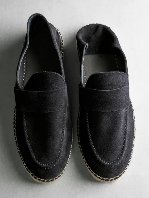 Espadryle Z Zamszowej Skóry Z Paskiem Na Podbiciu - Ciemnomorski - Massimo Dutti - Male