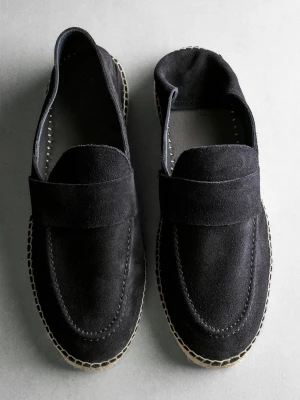 Espadryle Z Zamszowej Skóry Z Paskiem Na Podbiciu - Ciemnomorski - - Massimo Dutti - Mężczyzna
