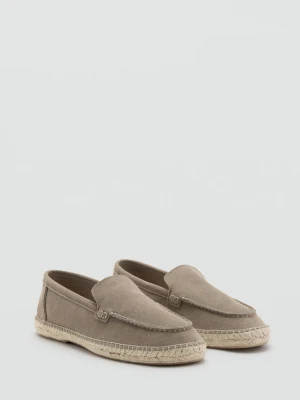 Espadryle ze skóry i juty średni brązowy - Mężczyzna - - MANGO MAN
