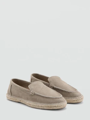 Espadryle ze skóry i juty średni brązowy - Mężczyzna - - MANGO MAN