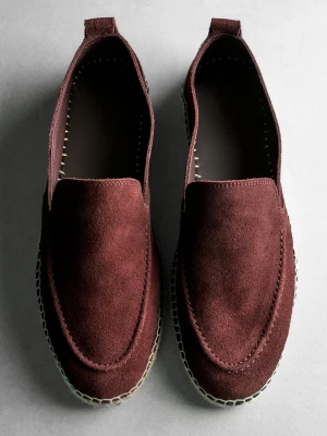 Espadryle Ze Skóry Z Wypukłym Szwem - Bordowy - Massimo Dutti - Male