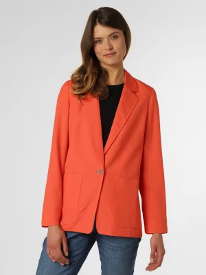 Esprit Collection Blezer damski z dodatkiem lnu Kobiety Sztuczne włókno pomarańczowy jednolity,