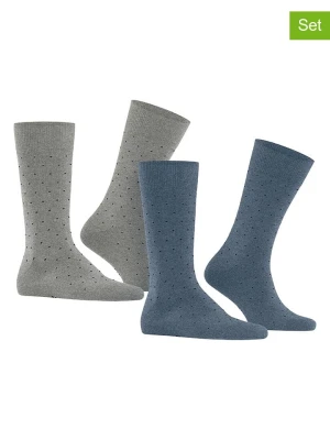 ESPRIT Skarpety (2 pary) "Fine Dot" w kolorze szaro-niebieskim rozmiar: 39-42
