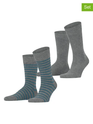 ESPRIT Skarpety (2 pary) "Fine Stripe" w kolorze szaro-niebieskim rozmiar: 43-46