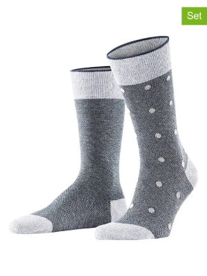 ESPRIT Skarpety (2 pary) "Piqué" w kolorze szaro-niebieskim rozmiar: 39-42