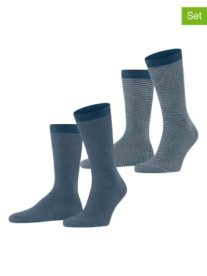 ESPRIT Skarpety (2 pary) "Stripe" w kolorze szaro-niebieskim rozmiar: 43-46
