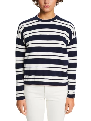 ESPRIT Sweter w kolorze granatowo-białym rozmiar: M
