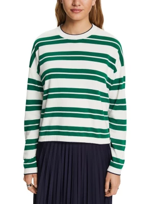 ESPRIT Sweter w kolorze zielono-białym rozmiar: L