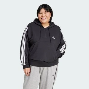Essentials 3-Stripes French Terry Quarter-Zip Hoodie (Plus Size) Adidas