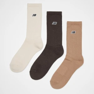 New Balance 3 PACK - Essentials Cushioned Crew Socks- Plack Patch Logo uniseks Skarpety beż rozmiar Odzież