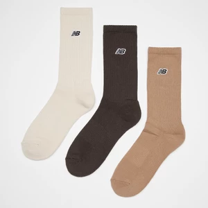 ESSENTIALS CUSHIONED CREW SOCKS 3 PAIR - Black Patch Logo, marki New BalanceAccessoires, w kolorze Beż, rozmiar