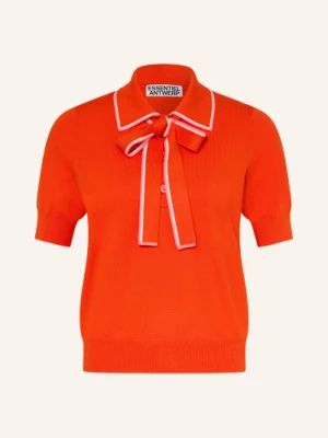 Essentiel Antwerp Dzianinowa Koszulka Polo Z Odpinanym Kołnierzykiem orange