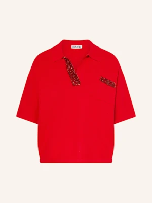 Essentiel Antwerp Koszulka Polo Z Dzianiny Internationnal Z Wykończeniem Koralikami rot
