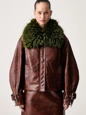 Essentiel Antwerp kurtka damska z imitacji skóry Kabuki brązowy