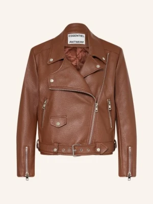Essentiel Antwerp Kurtka Motocyklowa Jup W Stylu Skórzanym braun