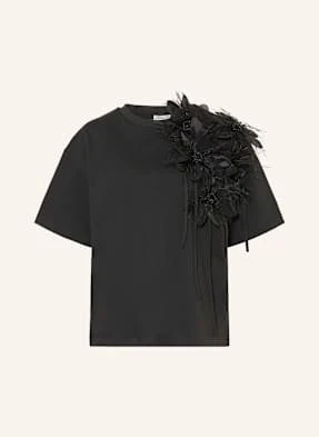 Essentiel Antwerp T-Shirt Ibiscus Z Ozdobnymi Kamykami schwarz