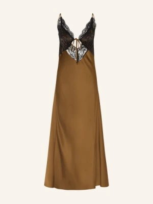 Esthé Satynowa Sukienka Z Koronką braun ESTHÉ