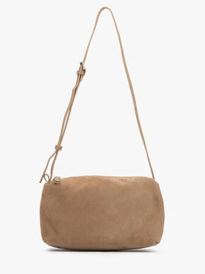 Estro: Beżowa listonoszka damska z miękkiego weluru naturalnego