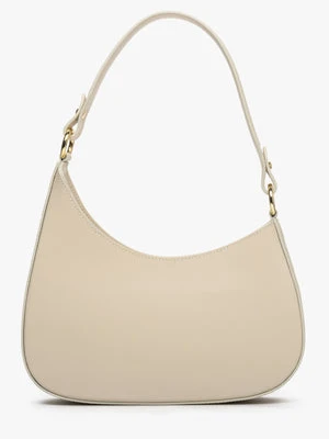 Estro: Beżowa torebka damska typu shoulder bag ze skóry naturalnej