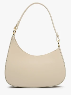 Estro: Beżowa torebka damska typu shoulder bag ze skóry naturalnej