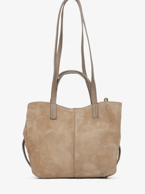 Estro: Beżowa torebka damska z długimi rączkami z włoskiego weluru naturalnego Premium