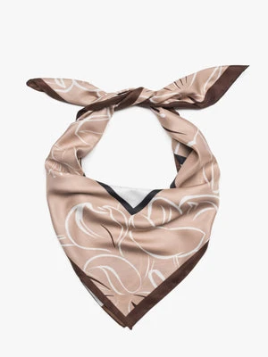 Estro: Beżowo-biało-brązowa apaszka damska w kwiatowy wzór