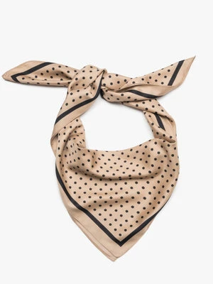 Estro: Beżowo-czarna apaszka damska w grochy