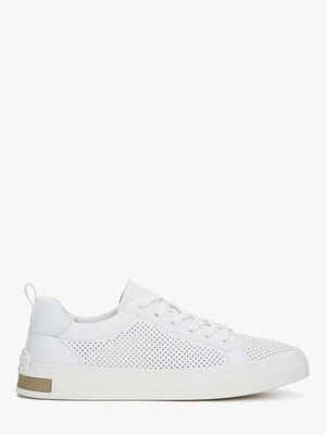 Estro: Białe perforowane trampki męskie ze skóry naturalnej na lato