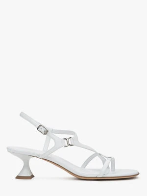 Estro: Białe sandałki damskie na obcasie kielichowym z plecionych pasków