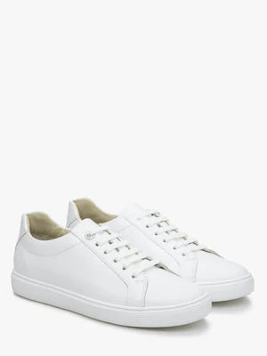 Estro: Białe trampki damskie z włoskiej skóry naturalnej Premium