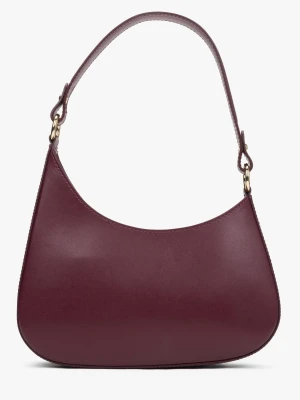 Estro: Bordowa torebka damska typu shoulder bag z włoskiej skóry naturalnej Premium czerwony