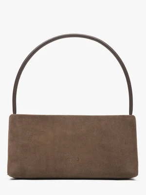 Estro: Brązowa torebka damska na ramię z weluru naturalnego