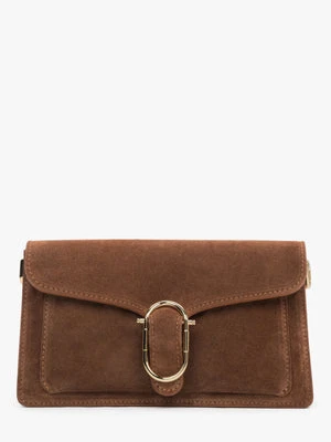 Estro: Brązowa torebka damska na ramię z włoskiego weluru naturalnego Premium