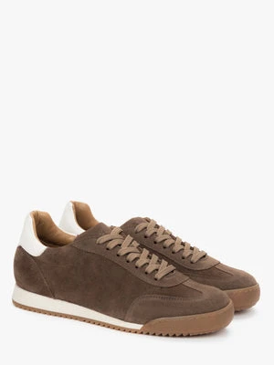 Estro: Brązowe trampki damskie z włoskiego weluru naturalnego Premium na sprężystej podeszwie