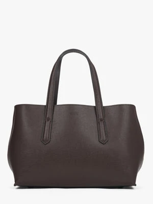 Estro: Ciemnobrązowa elegancka torebka damska typu tote ze skóry naturalnej