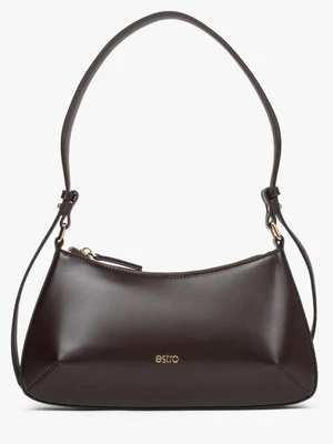 Estro: Ciemnobrązowa skórzana torebka damska na ramię