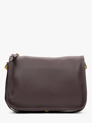 Estro: Ciemnobrązowa skórzana torebka damska z szerokim paskiem