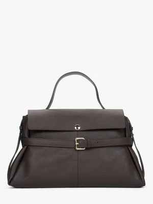 Estro: Ciemnobrązowa torba damska typu tote z włoskiej skóry naturalnej Premium