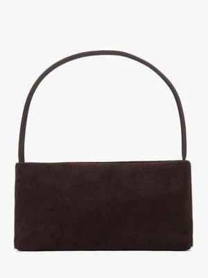 Estro: Ciemnobrązowa torebka damska na ramię z weluru naturalnego