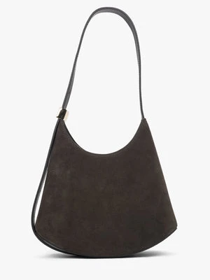 Estro: Ciemnobrązowa torebka damska na ramię z włoskiego weluru naturalnego Premium