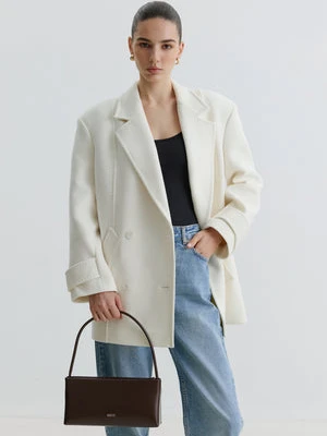 Estro: Ciemnobrązowa torebka damska na ramię ze skóry