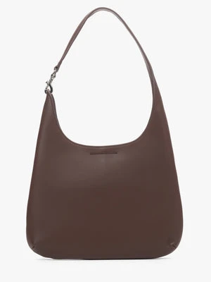 Estro: Ciemnobrązowa torebka damska typu shopper ze skóry naturalnej