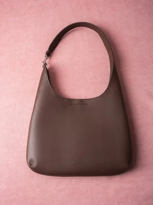 Estro: Ciemnobrązowa torebka damska typu shopper ze skóry naturalnej