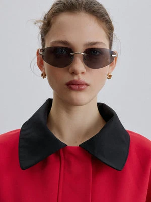 Estro: Ciemnoszare wąskie okulary przeciwsłoneczne bez ramek