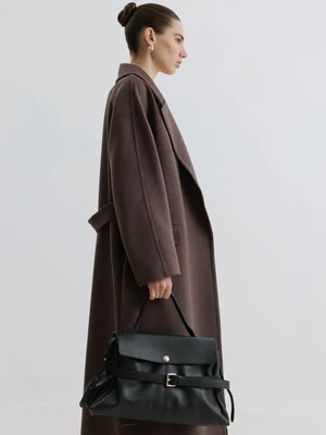 Estro: Czarna torba damska typu tote z włoskiej skóry naturalnej Premium