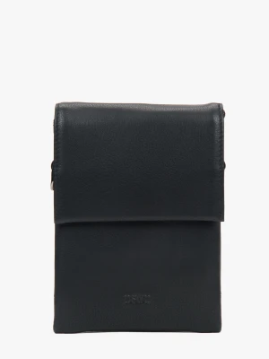 Estro: Czarna torba na tablet ze skóry naturalnej